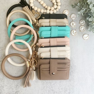 Llavero con monograma, billetera de pulsera, regalos de cumpleaños y Navidad personalizados, llavero de pulsera, llavero con llavero, llavero tipo billetera