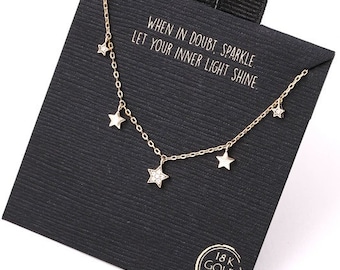Gold Stars Necklace - Galaxy Necklace - Constellation Necklace - 18K Gold Dipped Necklace - Christmas Gifts For Her