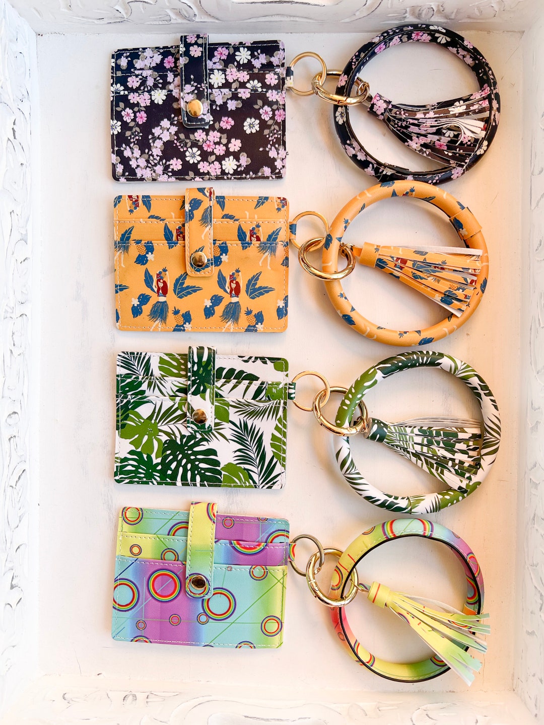 Keyring Wallet Tassel Keychain Wallet Keychain Wristlet Wallet Card