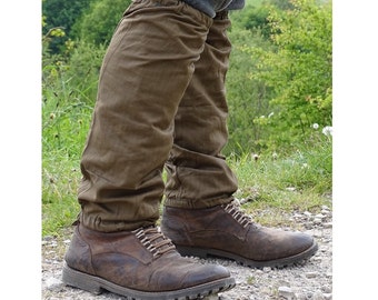 UK Men Hiking Gaiters Stylish Steampunk Faux Leather Gaiters Cosplay