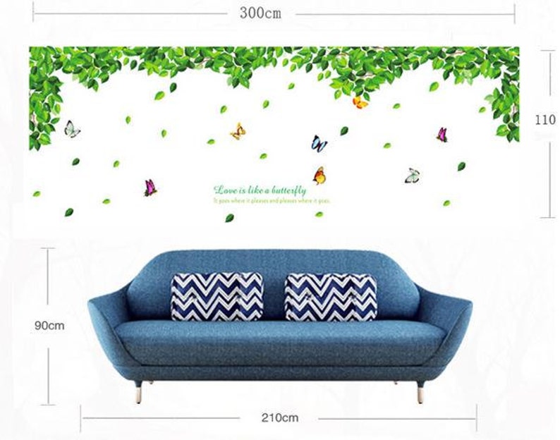 Green Tree Wall Decals Green Leaves Vinyl Wall Decals Etsy