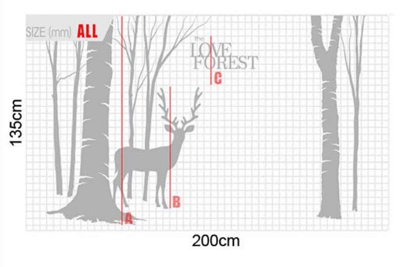 Tree Wall Decals Mural Vinyl Forest Fawn Wall Decal Deer in Etsy