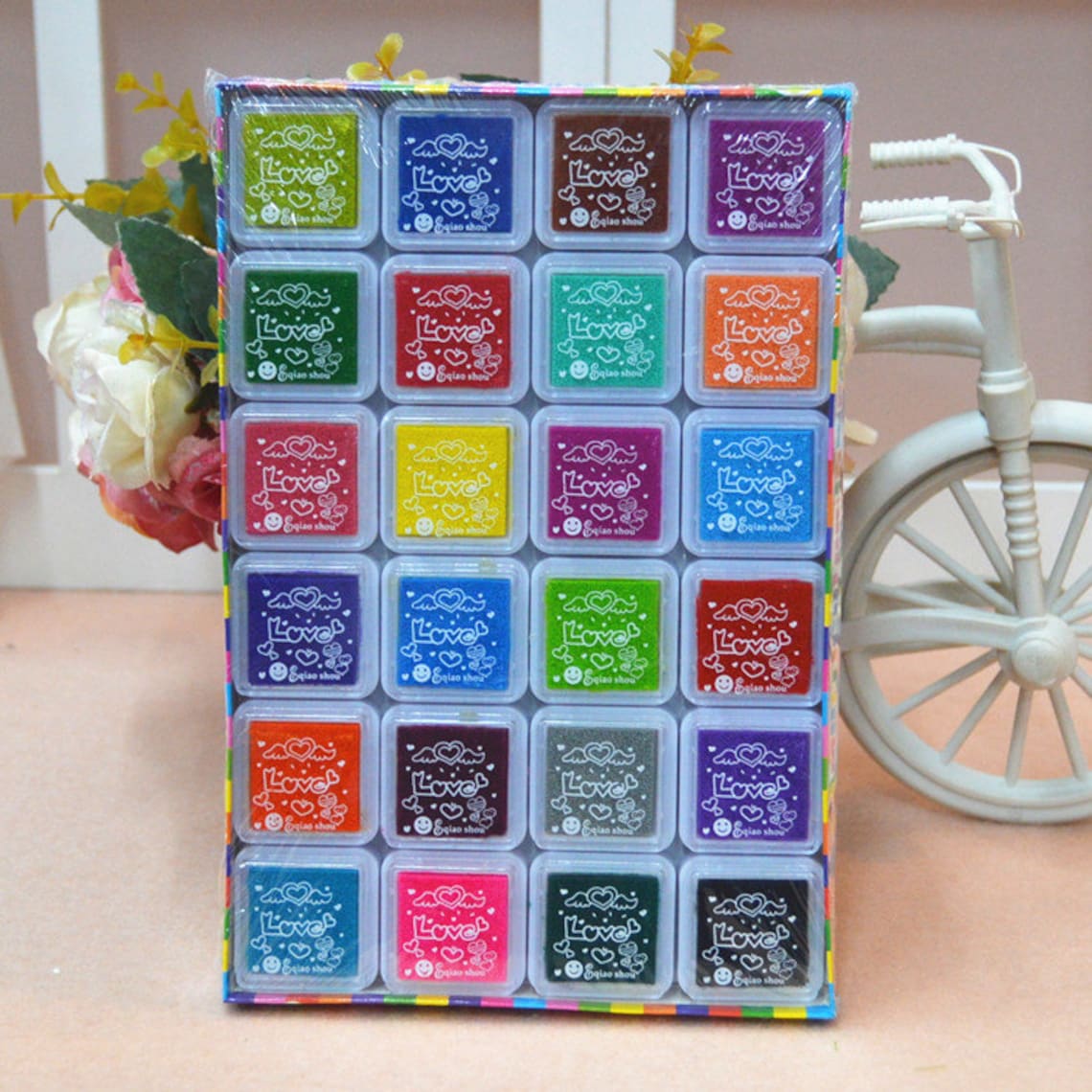 24 Colors Ink Pad Set Stamp Pad Thumb Print Ink - Etsy