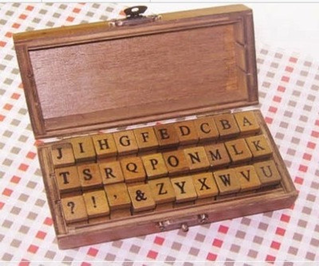Vintage Alphabet Stamp Set Wooden Rubber Stamps Rubber Etsy Sweden