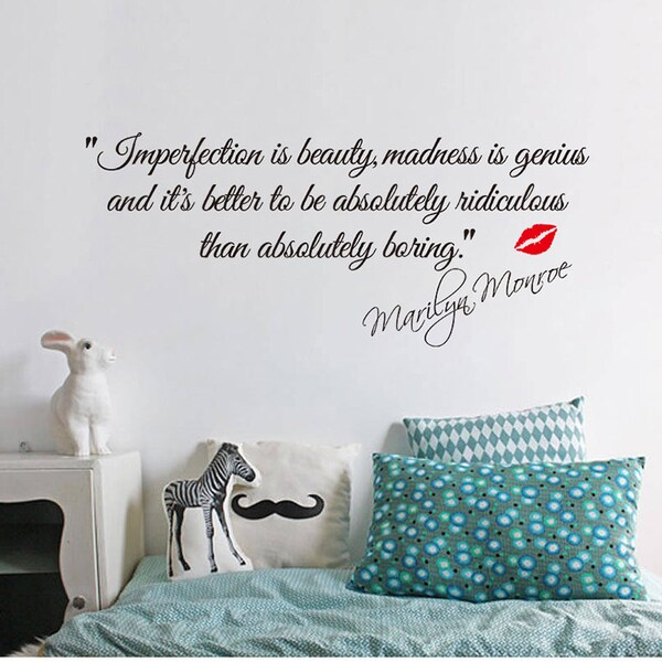 Autocollant Mural Marilyn Monroe - Citation 'There Is Always Some Madness In Love' - Référence A64 - Neuf