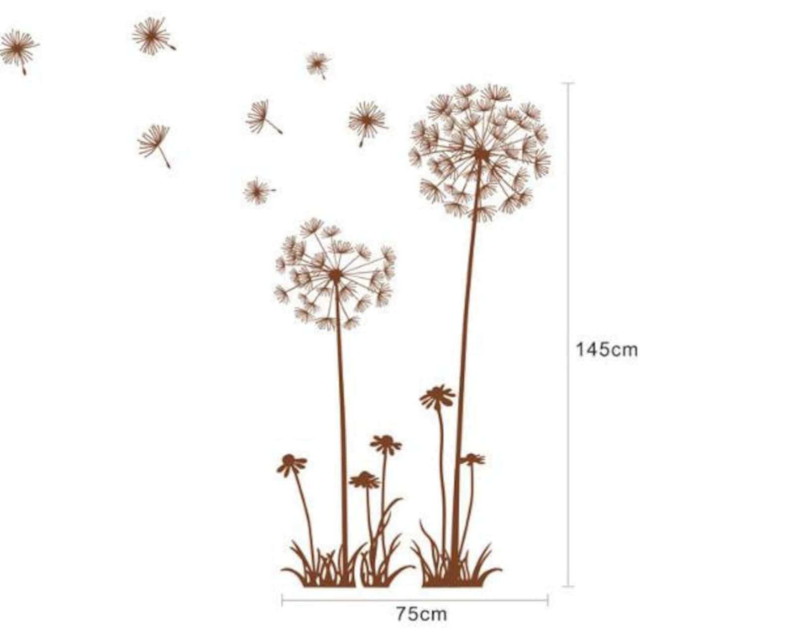 White Dandelion Wall Decalflow in the Wind Wall Etsy