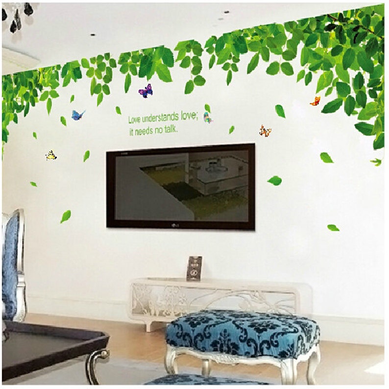 Green Tree Wall Decals Green Leaves Vinyl Wall Decals Etsy