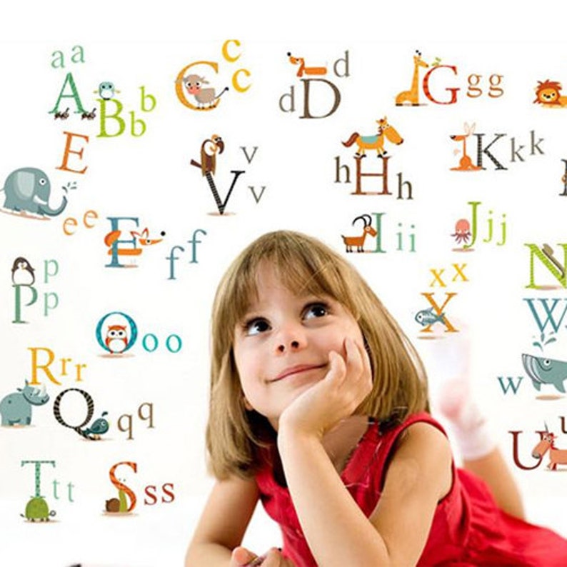 Colourful Alphabet Nursery Wall Decal Alphabet Children Room - Etsy