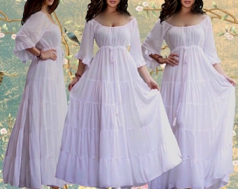 white peasant wedding dress