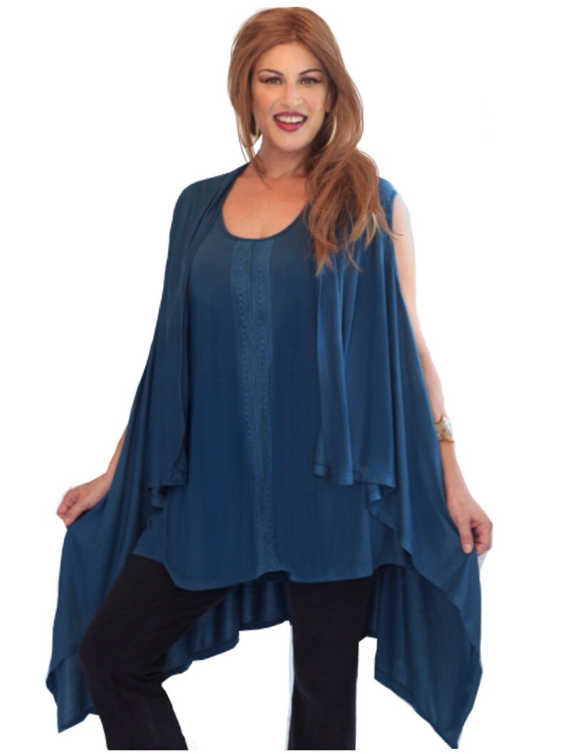 Boho Cami Top Jacket 2 Piece Set Stretch jersey Lacy Trim Etsy