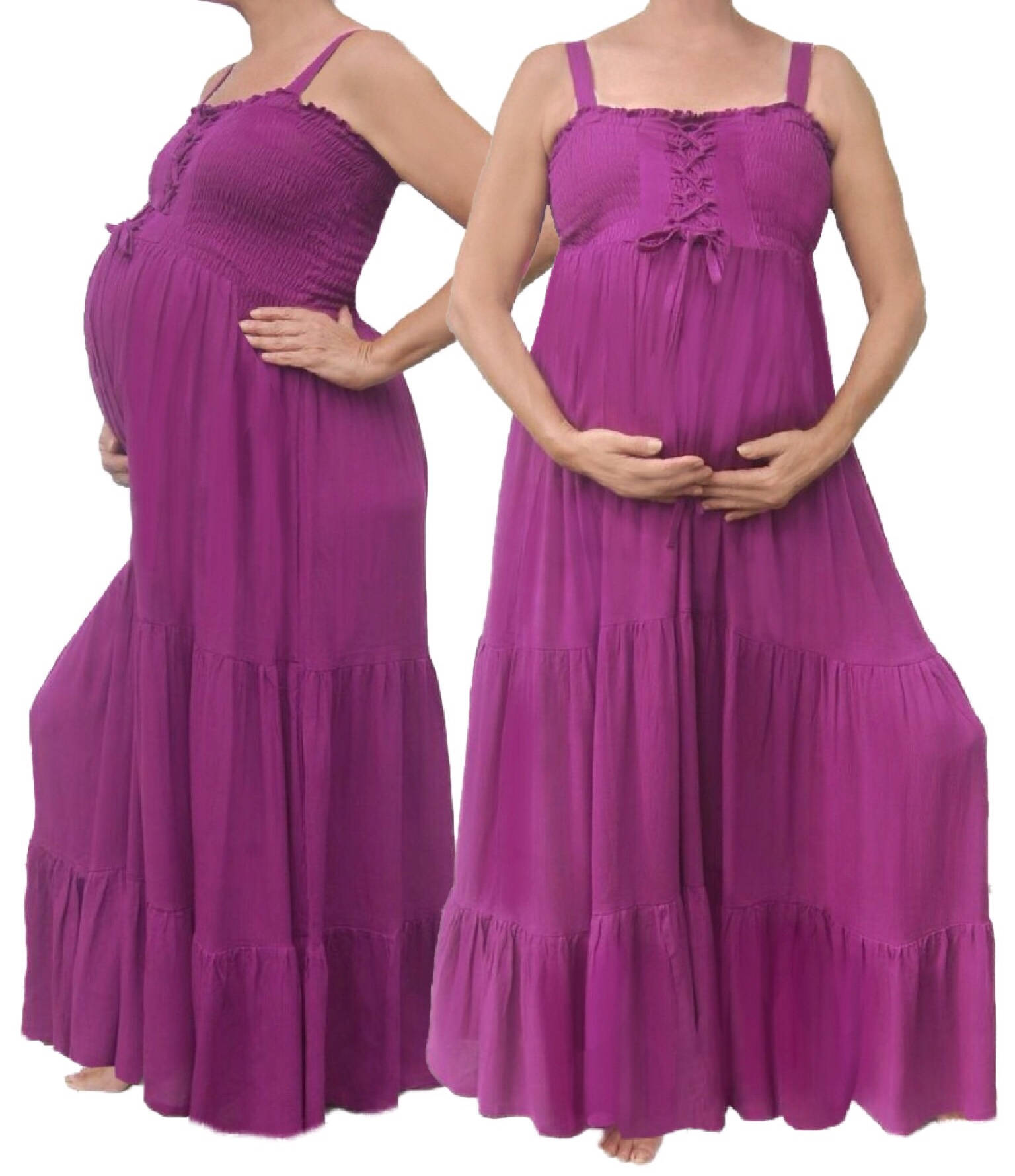 Boho Maternity Maxi Dress Smocked Tiered Skirt Sexy Fashion Etsy