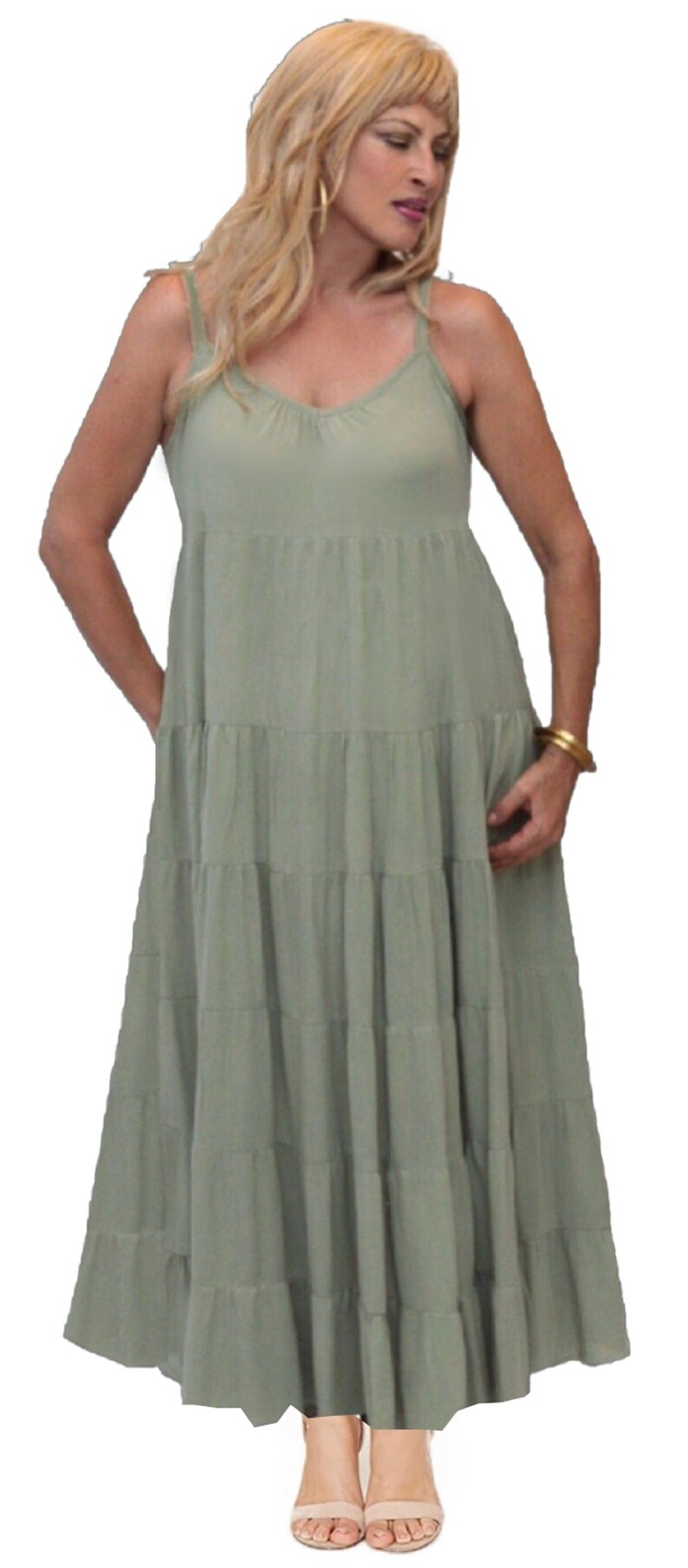 Dress Maxi Empire Waist Style Jumper Spaghetti Straps Tiers Etsy