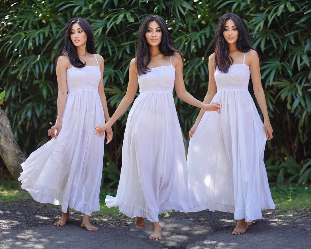 Maxi Dress Nightgown Smocked Ruffle Trim Detail Fairy Etsy