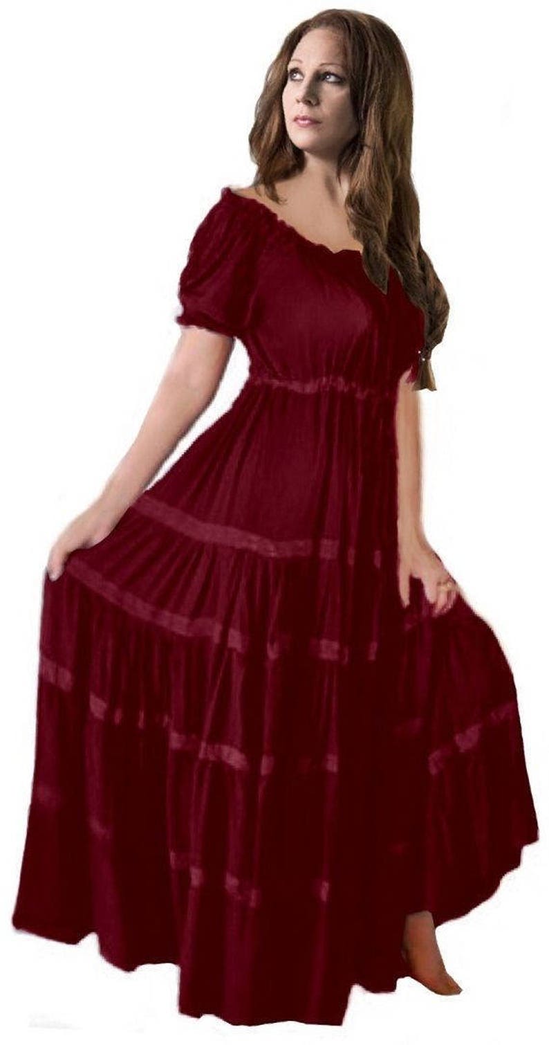 Mexican Peasant Dress Gypsy Short Sleeve With Skirt Trim Etsy