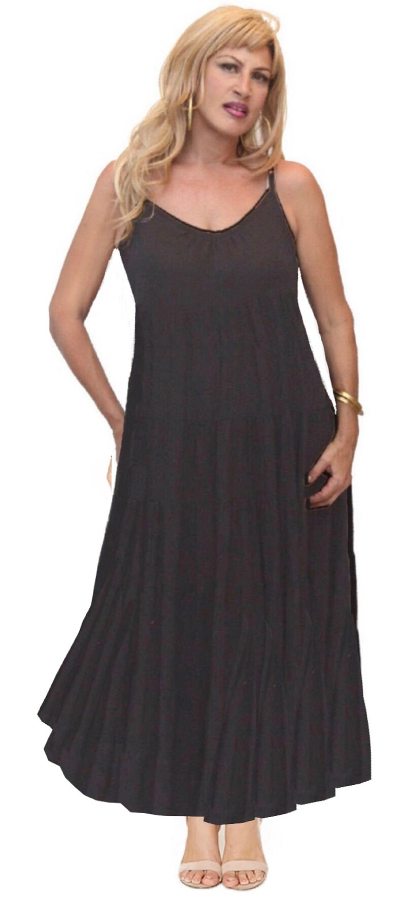 Dress Maxi Empire Waist Style Jumper Spaghetti Straps Tiers Etsy