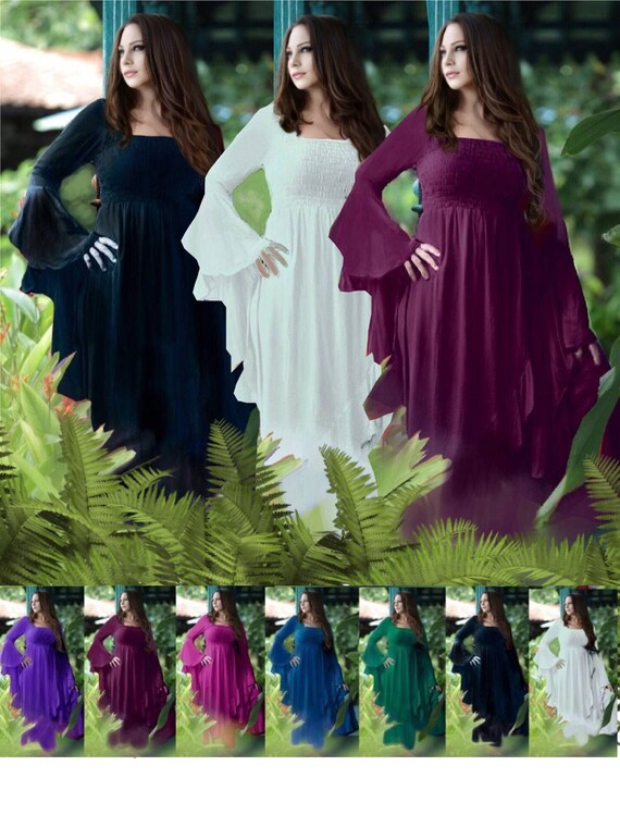 Bohemian Maxi Skirt Smocked Waist Ruffled 3 D Roses Flowers Made To Order W554 Lotustraders