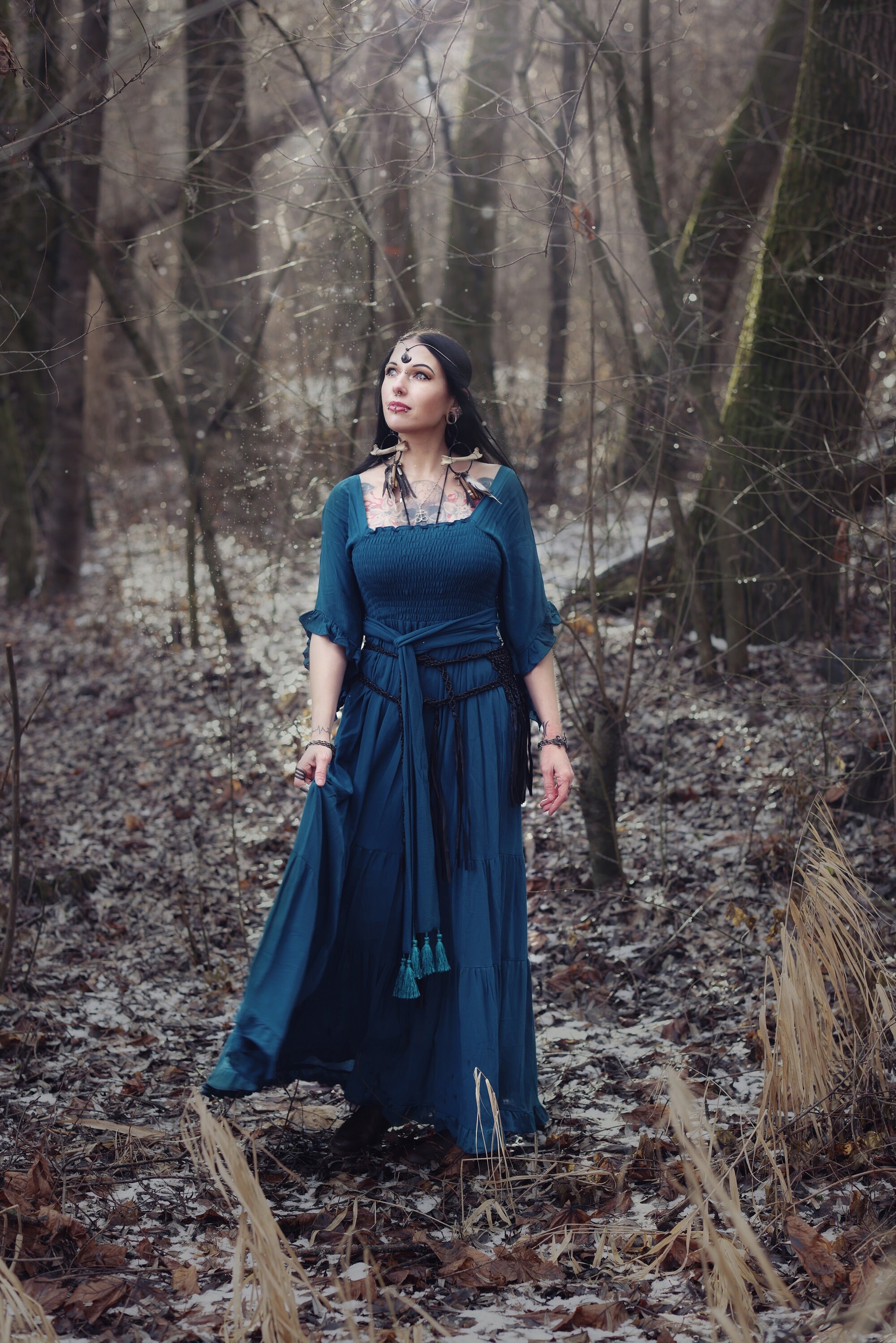 Blue Maxi Dress Medieval Fantasy Dress 