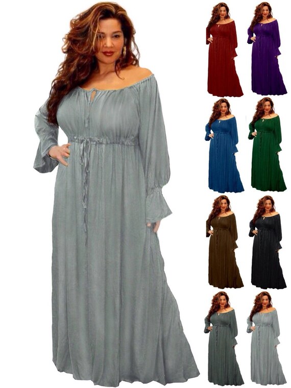 BoHo Fashion Maxi Dress Empire Peasant Style Stretch Jersey Etsy
