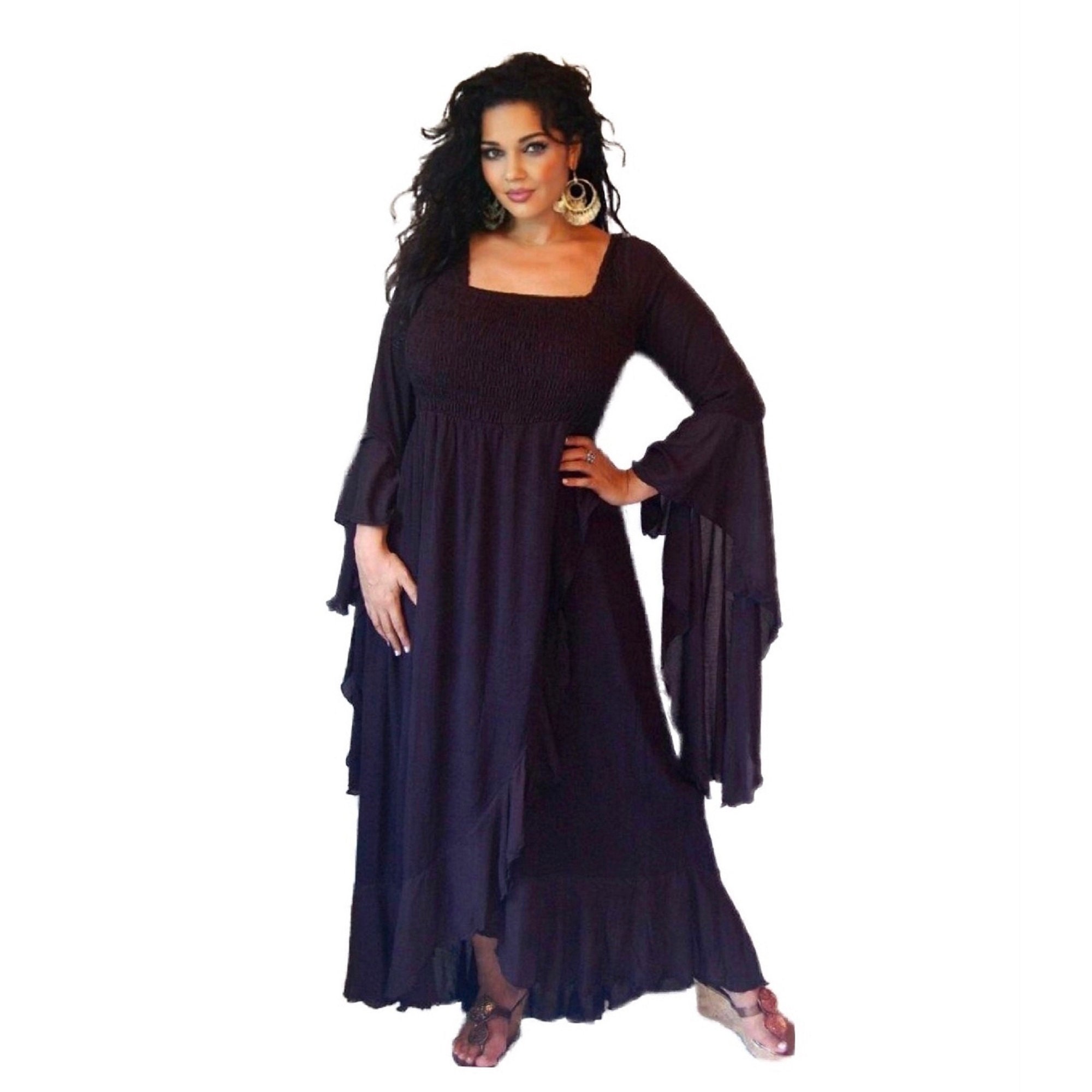 Maxi Dress Boho Ruffle Wrap Waterfall 