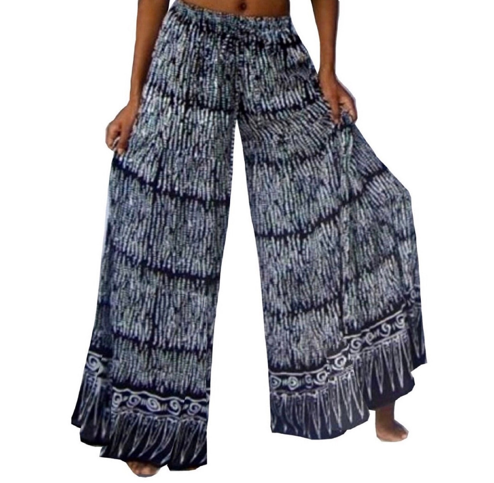 Wide Leg Pant Bali Batik Rayon Elasticised Waist Etsy
