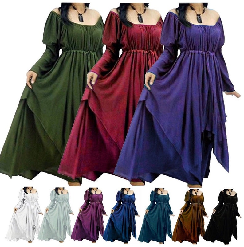 Gypsy Peasant Dress Layered Renaissance Long Sleeve - Etsy