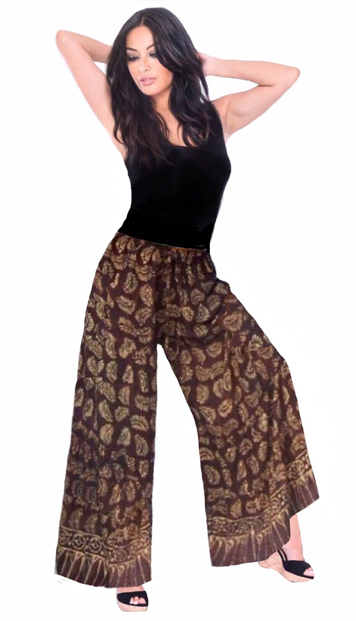 Wide Leg Pant Bali Batik Rayon Elasticised Waist Etsy