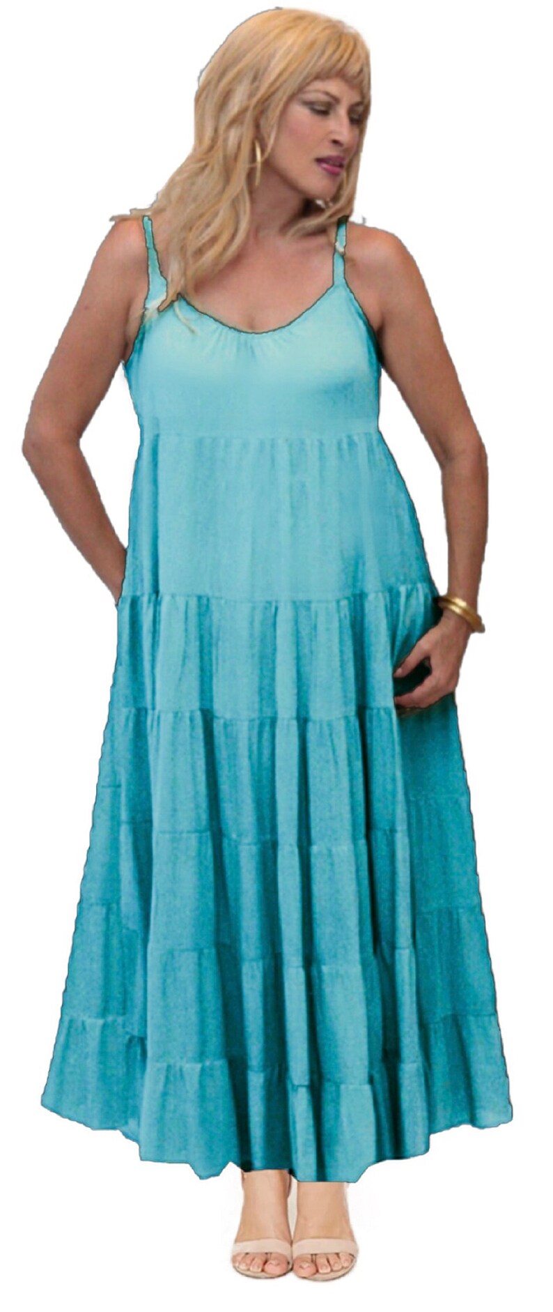 Dress Maxi Empire Waist Style Jumper Spaghetti Straps Tiers Etsy