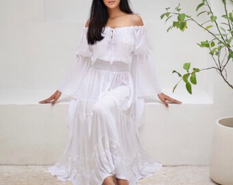 peasant wedding dress
