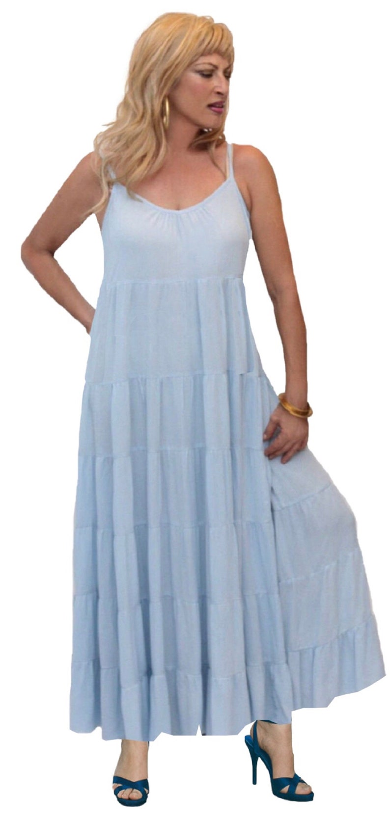 Dress Maxi Empire Waist Style Jumper Spaghetti Straps Tiers Etsy