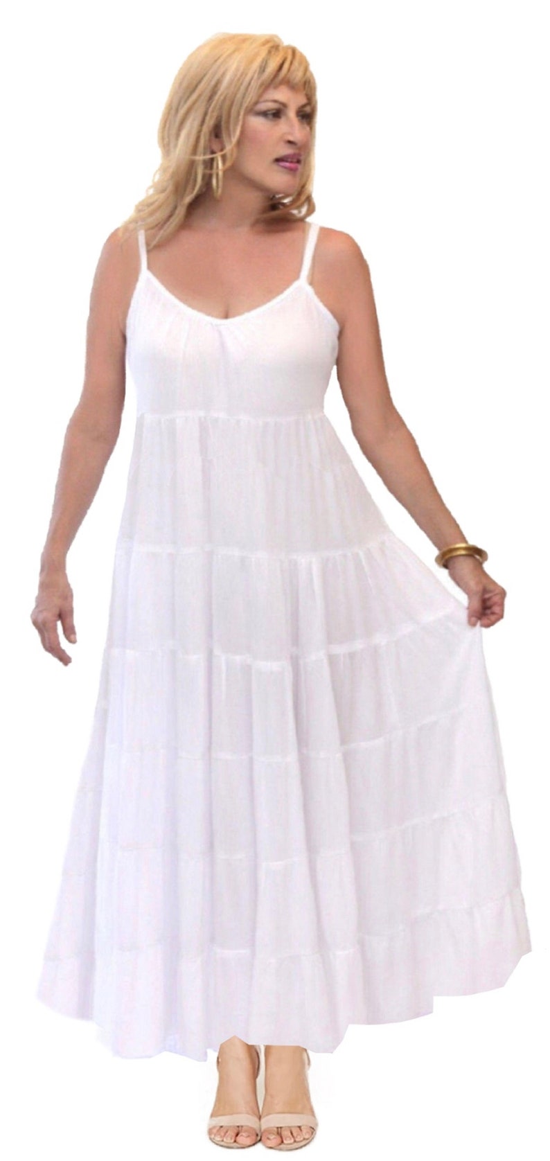 Dress Maxi Empire Waist Style Jumper Spaghetti Straps Tiers Etsy