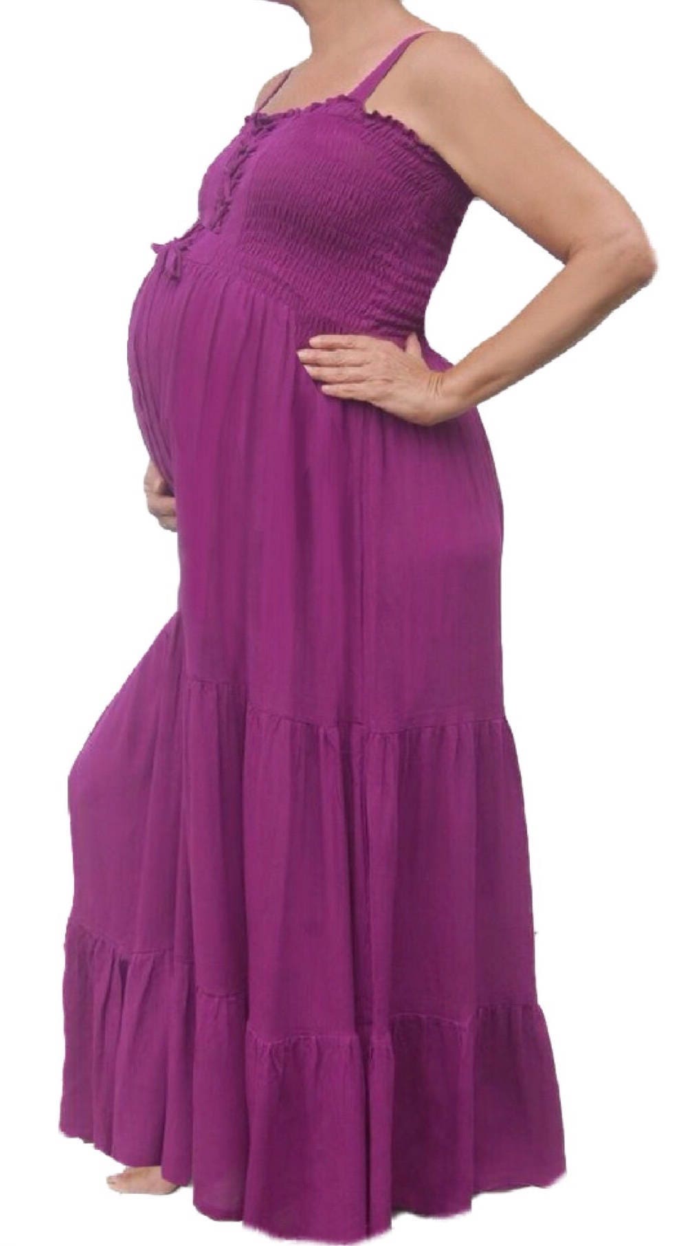 Boho Maternity Maxi Dress Smocked Tiered Skirt Sexy Fashion Etsy