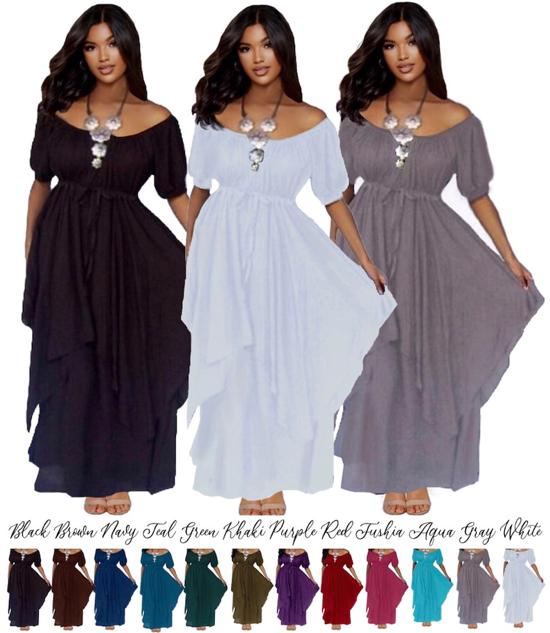 Maxi Peasant Dress Renaissance Empire - Layered Rayon crinkle - Plus Size Made to Order - U25700 