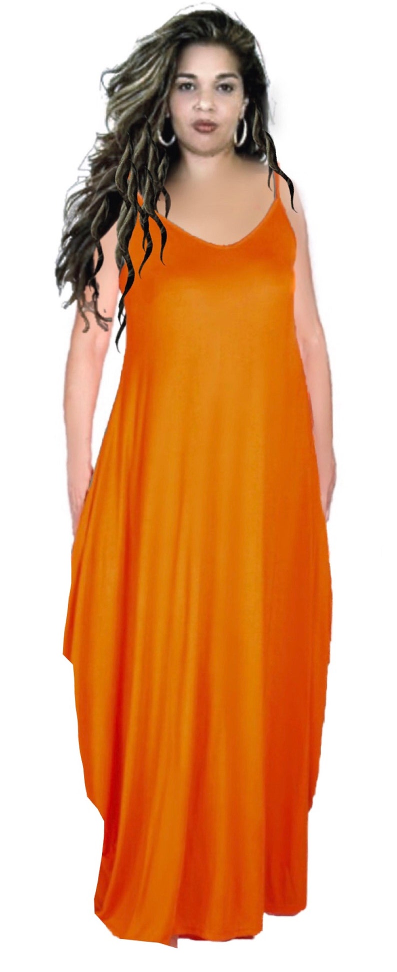 Vintage Maxi slip Dress Plus Size Made To Order W324 LotusTraders Spaghetti Straps Stretch Jersey