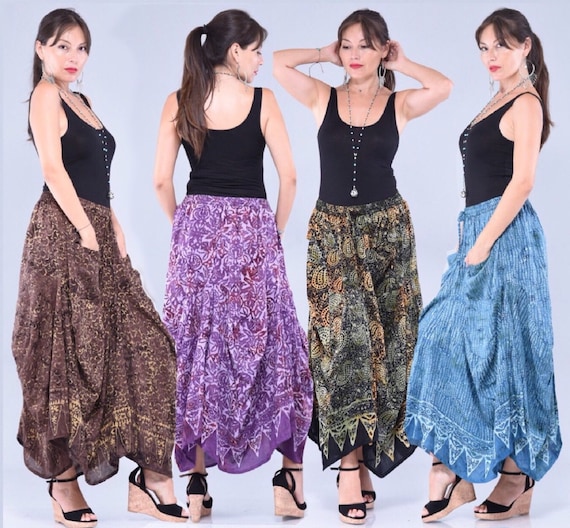 Empire Waistline LotusTraders S413 Bohemian Gypsy Dress Stretched Rayon Lycra