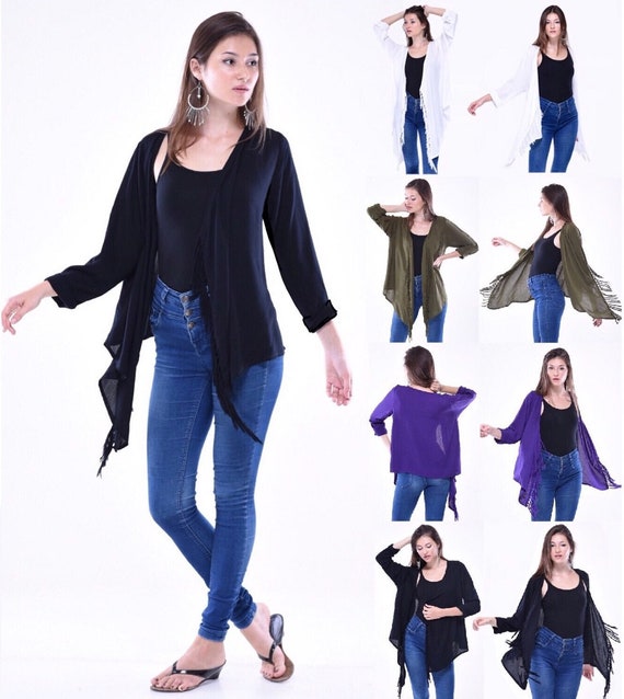 LotusTraders VEST JACKET HIGH LOW HEM CHIC MADE TO ORDER LAGENLOOK STYLE W409