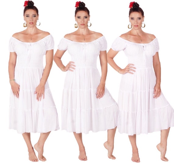 White Boho Wedding Dress Bridesmaid Boho Party Rayon Crinkle Etsy