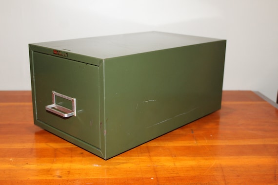 Industrial Metal Card File Cabinet Green Asco Steelmaster Etsy