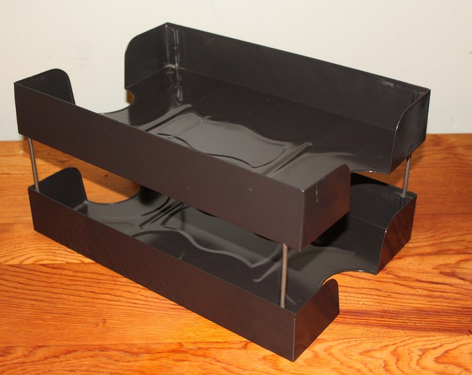 Industrial Black 2 Tiered Metal Office Tray 10 X 15 Legal Size Etsy