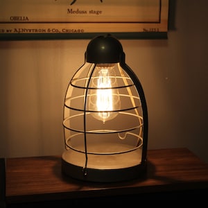 Vintage Rex Ray Portable Heat Lamp - Tilting Metal Industrial lamp with cage