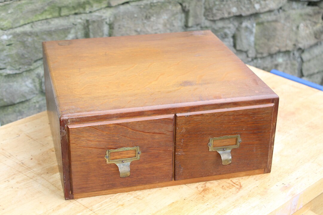 Vintage 2 Drawer Wood Card Catalog Etsy