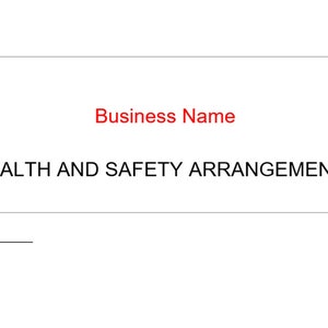 Health and Safety Policy and Arrangements, Word doc, Word Template, Management Standards