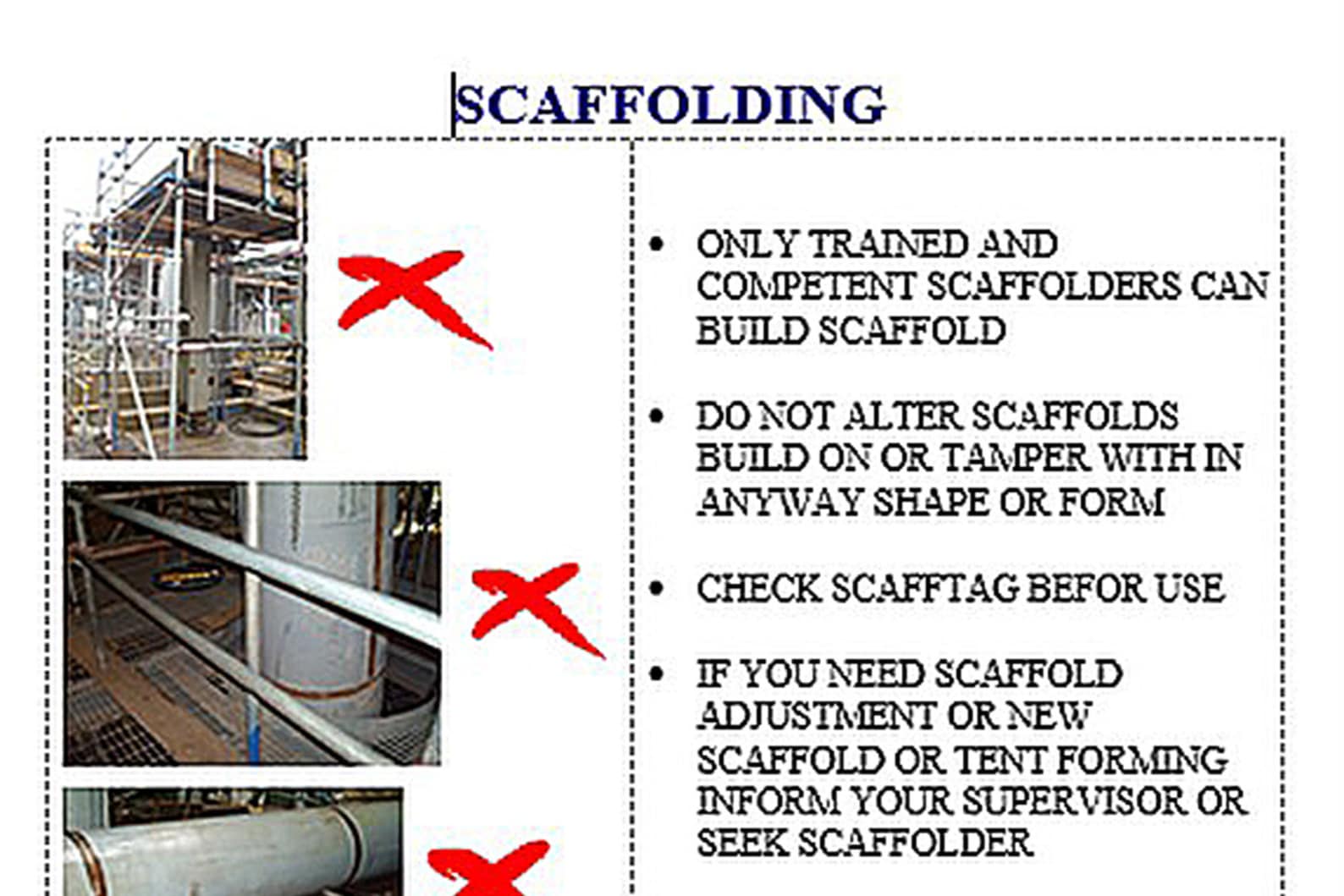 Toolbox Talk on Scaffolding Do's and Don'ts Etsy