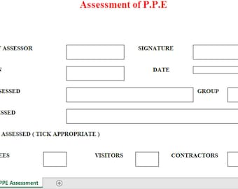 Personal Protective Equipment Assessment, PPE, Excel File, Business Form