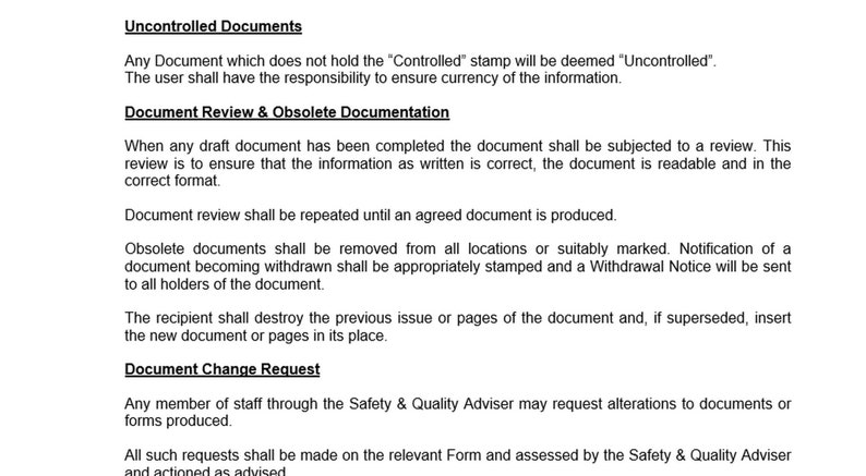 Standard Operating Procedure - Control of Documentation, Business ...