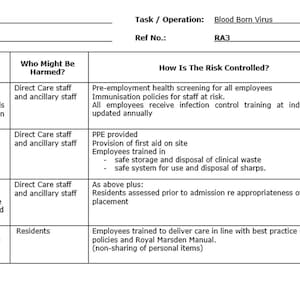 Care Home Risk Assessments - General, Word Doc, Word Template - Etsy UK