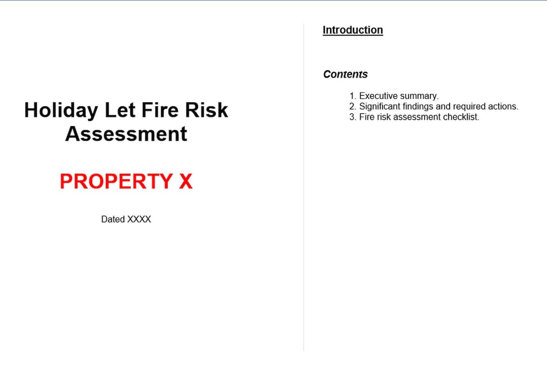 Holiday Lets Fire Risk Assessment Template, Word Doc, Tourism Document