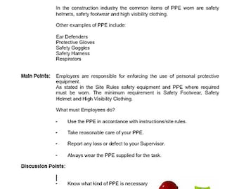 Toolbox Talk on Personal Protective Equipment