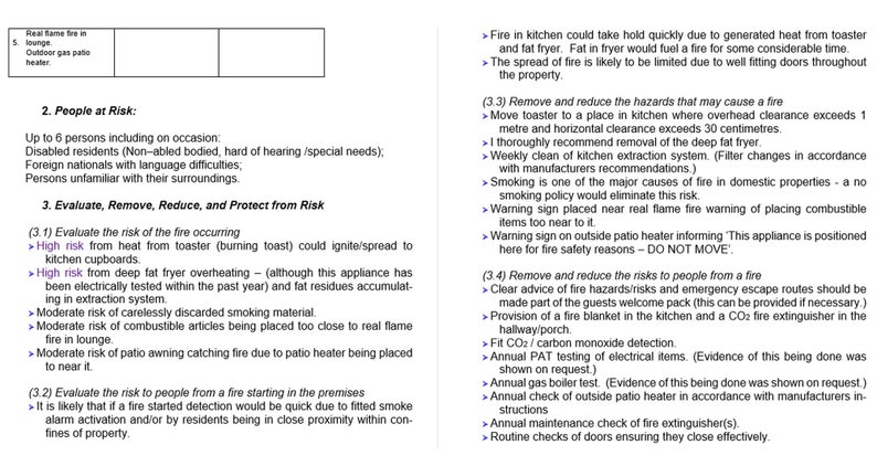 Holiday Lets Fire Risk Assessment Template, Word Doc, Tourism Document