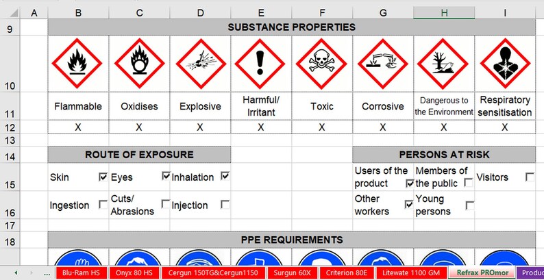 Coshh Tools COSHH Assessment Excel Template | Business Management Tool - Etsy Israel