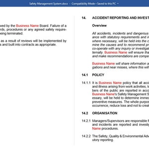Safety Management System Template, Overview, Information, Guidance ...